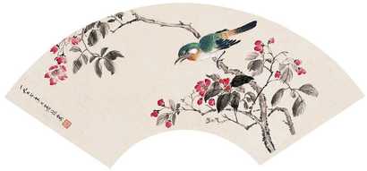 周练霞 丁巳（1977）年作 花鸟 扇面